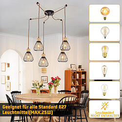 Avis ZMH Pheashine Suspension rétro métal bois - Noir