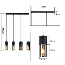 Avis ZMH Ledsone Suspension industrielle 4 lumières - Noir