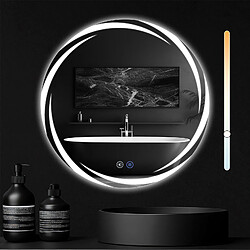ZMH Miroir de salle de bain avec éclairage Miroir de salle de bain rond moderne IP44 avec fonction tactile