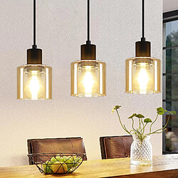 ZMH Suspension de table à manger vintage noire/ambre - E27