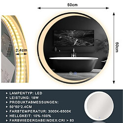 Acheter Zmh Miroir de salle de bain lumineux rond - Blanc