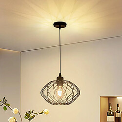 ZMH Suspension salle à manger 120CM noir rétro cage grille E27 suspension couloir