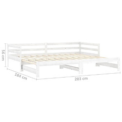 VIDAXL Lit coulissant 2x(90x200) cm - Bois de pin blanc pas cher