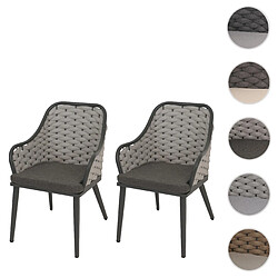 Mendler Lot de 2 chaises de jardin - Gris clair/taupe