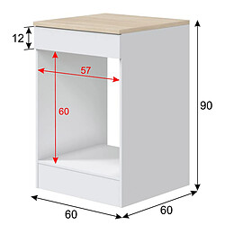 Pegane Meuble bas de cuisine pour four - Blanc brillant/chêne canadien