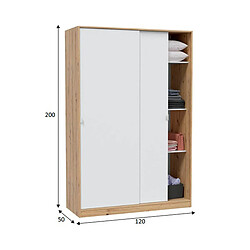 Pegane Armoire Coulissante - Chêne Nordique/Blanc Artic