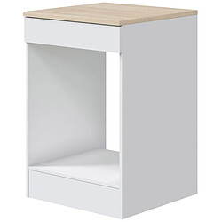 Pegane Meuble bas de cuisine pour four - Blanc brillant/chêne canadien