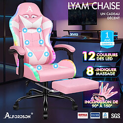 Alfordson Chaise Gaming LED RGB Rose