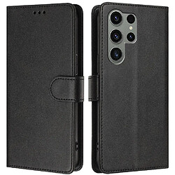 Samsung Galaxy S23 Ultra Étui Portefeuille FOXDOCK - Noir Étui portefeuille antichoc - Fermeture magnétique - Blocage RFID - 3 emplacements cartes - Cuir de première qualité