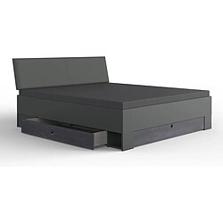 Pegane Lit adulte King Size 180x200 cm Gris foncé