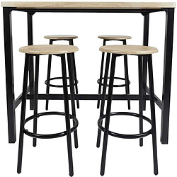 The home deco factory table mange-debout et 4 tabourets - Noir Ensemble table mange-debout et tabourets - Style scandinave - Structure métal - Coloris noir