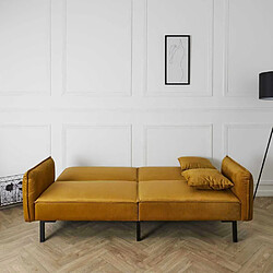 The Home Deco Factory Canapé convertible en velours Giulia jaune moutarde.