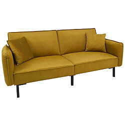 The Home Deco Factory Canapé convertible en velours Giulia jaune moutarde.