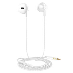 Akashi Écouteurs Filaires Jack 3,5 mm avec Microphone Intégré Blanc