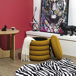The home deco factory Pouf-coffre rond - Jaune pas cher