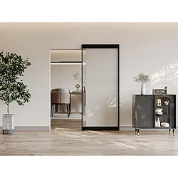 Vente-Unique Porte coulissante avec rail invisible - aluminium et verre trempé dépoli - 83 x 210 cm - TORIPA