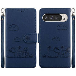 Google Pixel 9/9 - Étui pro bleu RFID chat