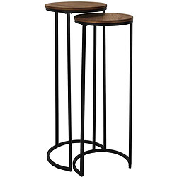 The Home Deco Factory Sellette gigogne effet acacia et métal (Lot de 2).