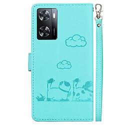 Avis Oppo A57 4G - Étui flip vert RFID chat