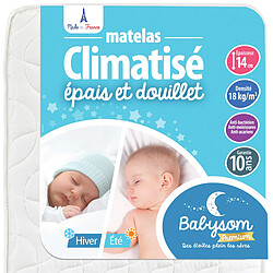 Matelas bebe 70x140 cm babysom soutien moelleux épaisseur 14 cm