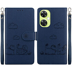 Étui OnePlus Nord N30 Portefeuille FOXDOCK - Bleu Étui portefeuille à rabat - Cuir PU gaufré - 3 emplacements pour cartes - Béquille intégrée