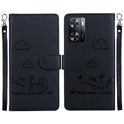 Flip étui Oppo A57 4G - Noir Étui portefeuille en cuir PU - 3 fentes pour cartes - Protection complète - Béquille intégrée