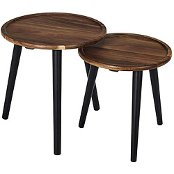 The Home Deco Factory Table gigogne ronde en acacia (Lot de 2).