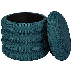 The Home Deco Factory Pouf 2 en 1 en tissu coloré Atome bleu.