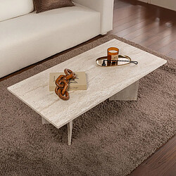 Concept Usine Table basse rectangulaire effet travertin 119x60cm TOPI pas cher