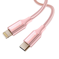 Swissten Câble USB-C Lightning Tressé - 1.5 m - Rose
