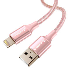 Swissten Câble USB Lightning Tressé - 1.5 m - Rose