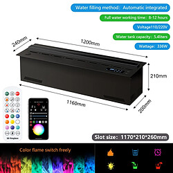 Smart Home Cheminée Électrique 3D - Humidificateur & Flamme LED - 120 CM