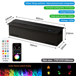 Smart Home Cheminée Électrique 3D - Humidificateur & Flamme LED - 80 CM