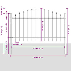vidaXL Clôture de jardin Woerden Gris 170 x 140 cm pas cher