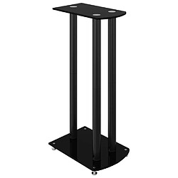 Acheter vidaXL Supports de haut-parleurs 2 pcs noir verre trempé 3 piliers