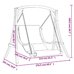 vidaXL Chaise balançoire avec coussin bois d'épicéa avec finition teck pas cher