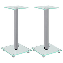 vidaXL Supports de haut-parleurs 2 pcs argenté verre trempé 1 pilier