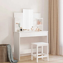 vidaXL Coiffeuse avec miroir blanc 96x39x142 cm