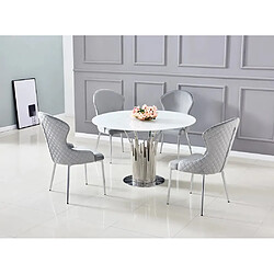 Homy france Table à manger ronde - Marbré blanc