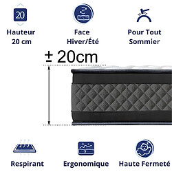 Acheter DAGOSTINO HOME Matelas Mousse 140x190 Onyx - Ferme - Réversible - Côté Été/hiver - H20 Cm