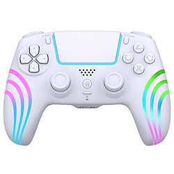 Manette sans fil Alpha Omega Players pour PS4 et PC Rainbow Led Blanc