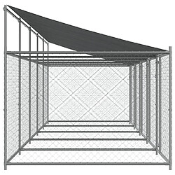 Helloshop26 Cage pour chien - Acier galvanisé avec toit et portes - Gris