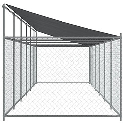 Helloshop26 Cage pour chien - Acier galvanisé avec toit et porte - Gris