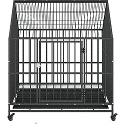 Cage chien roulettes Acier Noir - Helloshop26