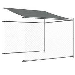 Helloshop26 Cage pour chien - Acier galvanisé avec toit et porte - Gris pas cher