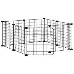 Cage animaux 8 panneaux Acier Noir - Helloshop26