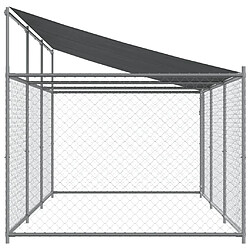 Helloshop26 Cage pour chien - Acier galvanisé avec toit et porte - Gris