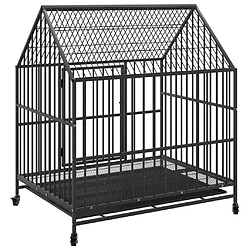 Acheter Cage chien roulettes Acier Noir - Helloshop26