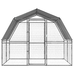 Helloshop26 Cage pour chien - Acier galvanisé avec toit et porte - Argent