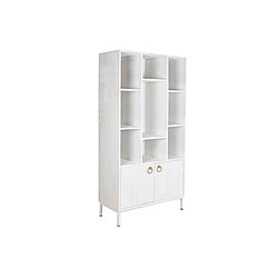 Dkd home decor Étagère colonne métal et manguier - Blanc